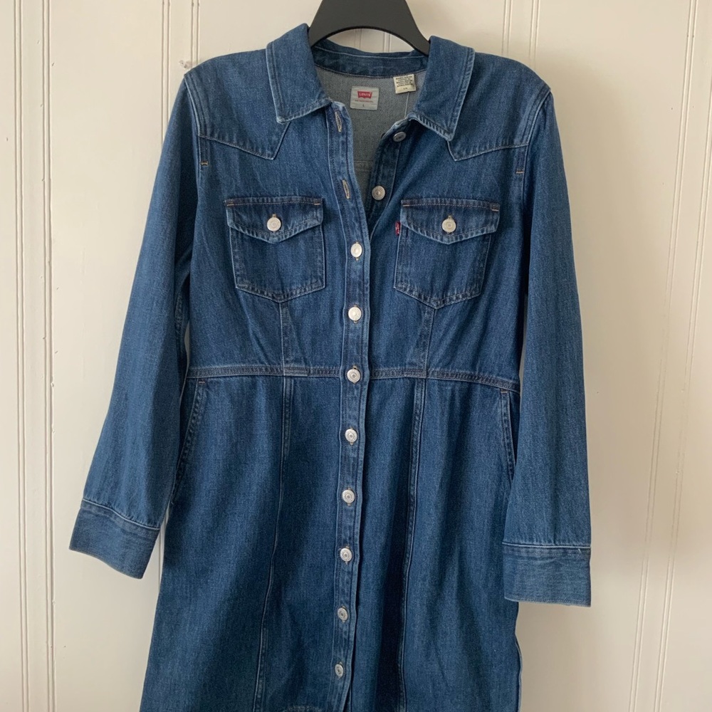 NWT Levi's Classic Blue Denim Long Sleeve Dress Jeans